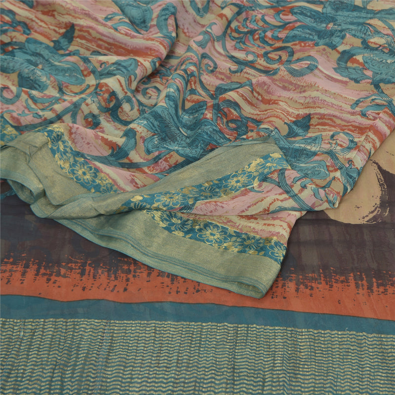 Sanskriti Vintage Multi-color Sarees Pure Georgette Printed Sari Craft Sustainable Fabric