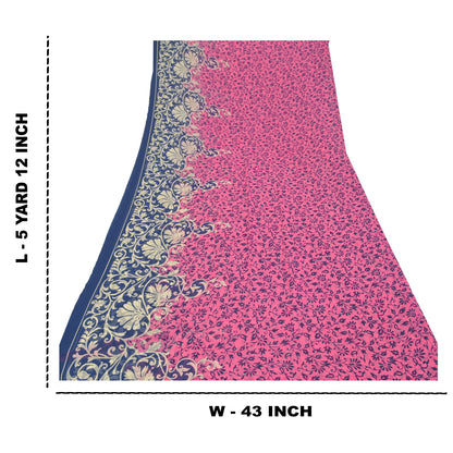 Sanskriti Vintage pink Sarees Poly Georgette Printed Sari Craft Sustainable Fabric