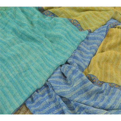 Sanskriti Vintage multi-color Sarees Pure Georgette Printed Sari Craft Sustainable Fabric