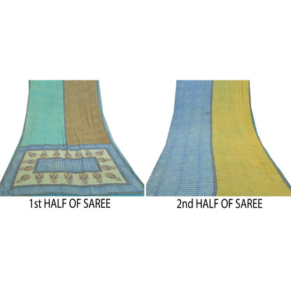 Sanskriti Vintage multi-color Sarees Pure Georgette Printed Sari Craft Sustainable Fabric