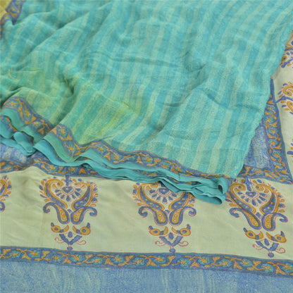 Sanskriti Vintage multi-color Sarees Pure Georgette Printed Sari Craft Sustainable Fabric