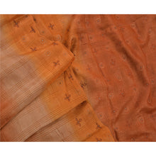Load image into Gallery viewer, Antique Vintage Saree 100% Pure Silk Hand Embroidered Orange Craft Fabric Sari
