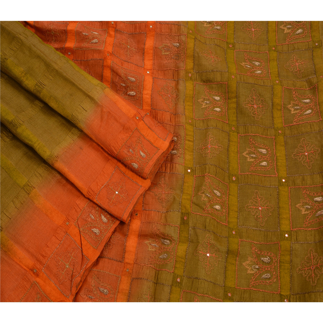 Vintage Indian Saree 100% Pure Silk Hand Beaded Fabric Premium Ethnic Sari