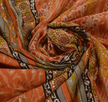 Load image into Gallery viewer, Vintage Indian Saree 100% Pure Crepe Silk Hand Beaded Craft Fabric Cultural Sari

