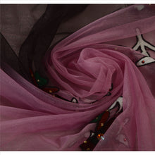 Load image into Gallery viewer, Sanskriti Vintage Indian Saree Net Mesh Hand Beaded Pink Fabric Rhinestone Sari
