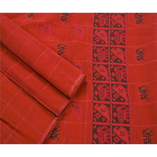 Sanskriti Vintage Indian Saree Blend Cotton Woven Craft Sustainable Fabric Premium Sari
