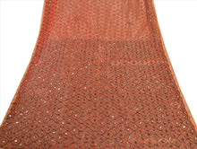 Load image into Gallery viewer, SANSKRITI VINTAGE INDIAN SAREE NET MESH RED SARI FABRIC HAND BEADED WOVEN SEQUIN

