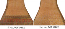 Load image into Gallery viewer, SANSKRITI VINTAGE INDIAN SAREE PURE SILK SAFFRON BROWN SARI FABRIC HAND BEADED
