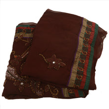 Load image into Gallery viewer, Sanskriti Vintage Saree Blend Georgette Hand Beaded Fabric Sequins Ethnic Sari
