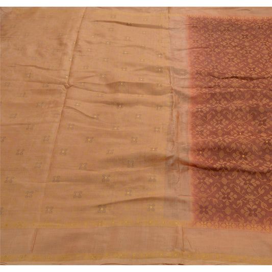 Sanskriti Vintage Antique Indian Saree 100% Pure Silk Woven Craft Sustainable Fabric Sari