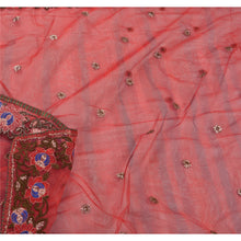 Load image into Gallery viewer, Sanskriti Vintage Pink Indian Saree Net Mesh Embroidered Craft Fabric Sequins Sari
