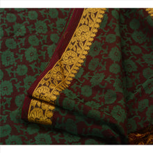 Load image into Gallery viewer, Sanskriti Vintage Indian Saree Art Silk Woven Craft Fabric Green Floral Sari

