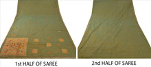 Load image into Gallery viewer, SANSKRITI VINTAGE INDIAN SAREE ART SILK GREEN SARI FABRIC HAND BEADED PATCH
