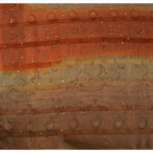 Sanskriti Vintage Saree 100% Pure Silk Hand Embroidered Painted Sustainable Fabric Cultural Sari