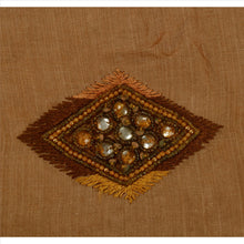 Load image into Gallery viewer, Vintage Saree 100% Pure Silk Hand Beaded Brown Fabric Rhinestone Cultural Sari
