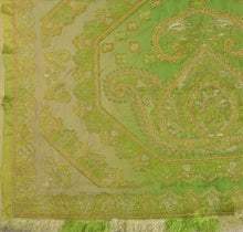 Load image into Gallery viewer, Sanskriti Vintage Indian Saree Art Silk Hand Beaded Green Craft Fabric Ethnic Sari
