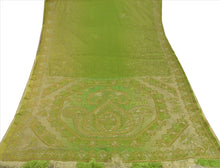 Load image into Gallery viewer, Sanskriti Vintage Indian Saree Art Silk Hand Beaded Green Craft Fabric Ethnic Sari
