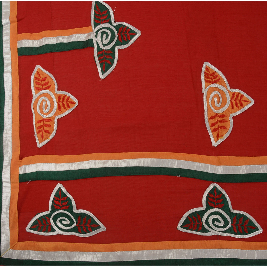 Sanskriti Vintage Indian Saree Art Silk Embroidered Red Craft Fabric Ethnic Sari