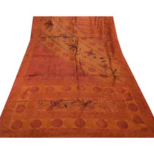 Load image into Gallery viewer, Vintage Indian Saree 100% Pure Silk Hand Beaded Orange Fabric Ethnic Sari
