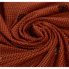 Load image into Gallery viewer, Antique Vintage Indian Saree Cotton Embroidery Woven Maroon Fabric Paisley Sari
