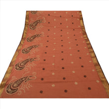 Load image into Gallery viewer, Antique Vintage Indian Saree Cotton Embroidery Woven Maroon Fabric Paisley Sari
