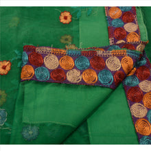 Load image into Gallery viewer, Sanskriti Vintage Indian Saree Net Mesh Embroidered Green Craft Fabric Sari
