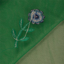 Load image into Gallery viewer, Sanskriti Vintage Indian Saree Net Mesh Embroidered Green Craft Fabric Sari
