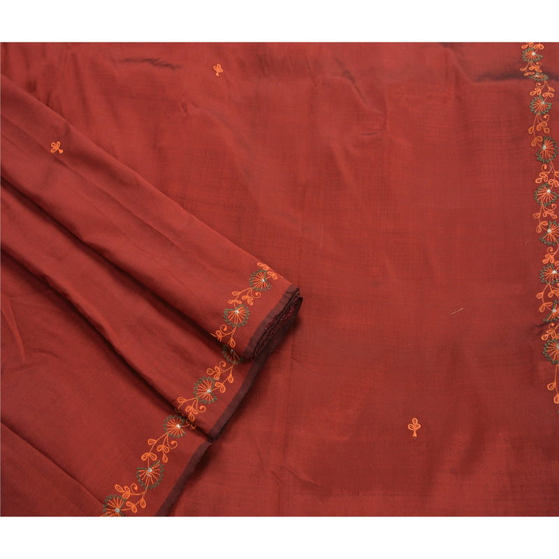 Sanskriti Vintage Indisk Sari Kunstsilke Broderet Bæredygtigt Stof Premium Etnisk Sari