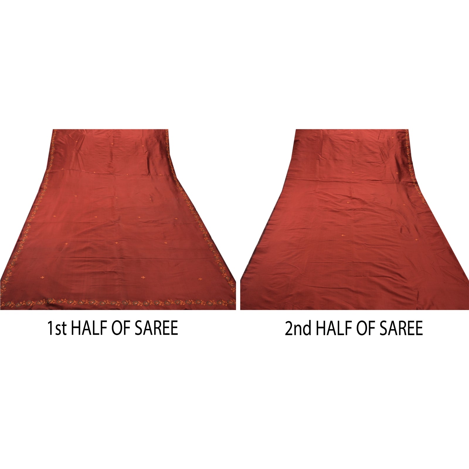 Sanskriti Vintage Indisk Sari Kunstsilke Broderet Bæredygtigt Stof Premium Etnisk Sari