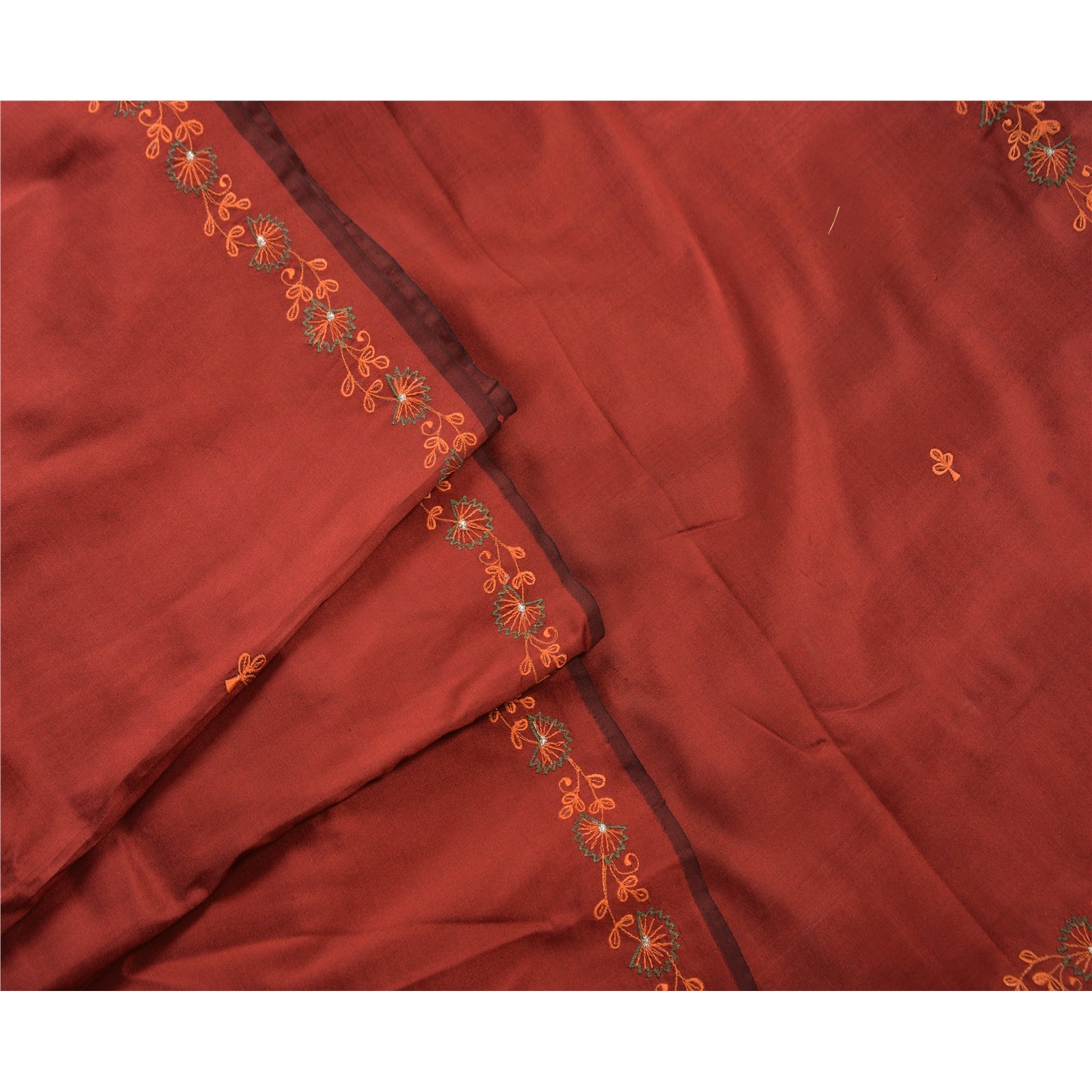 Sanskriti Vintage Indisk Sari Kunstsilke Broderet Bæredygtigt Stof Premium Etnisk Sari