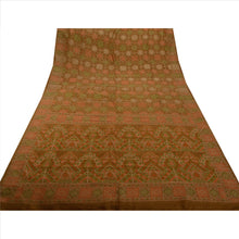 Load image into Gallery viewer, Vintage Indian Saree 100% Pure Silk Brown Woven Craft Fabric Floral Ethnic Sari
