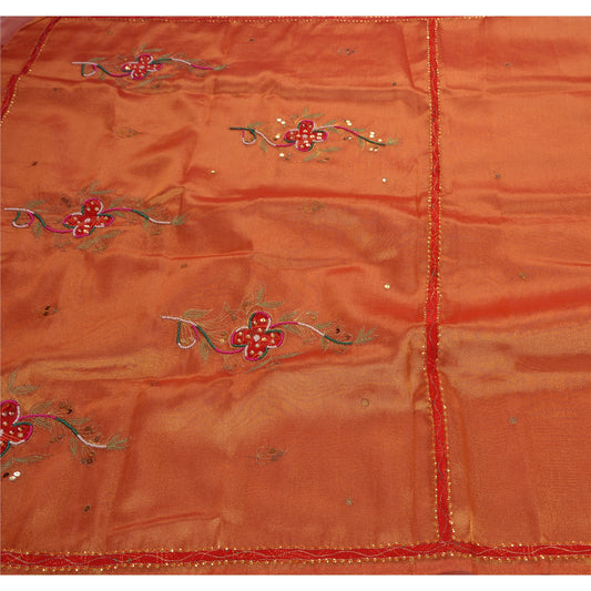 Sanskriti Vintage Indian Saree Tissue Hand Beaded Craft Sustainable Fabric Pearl Beads Sari