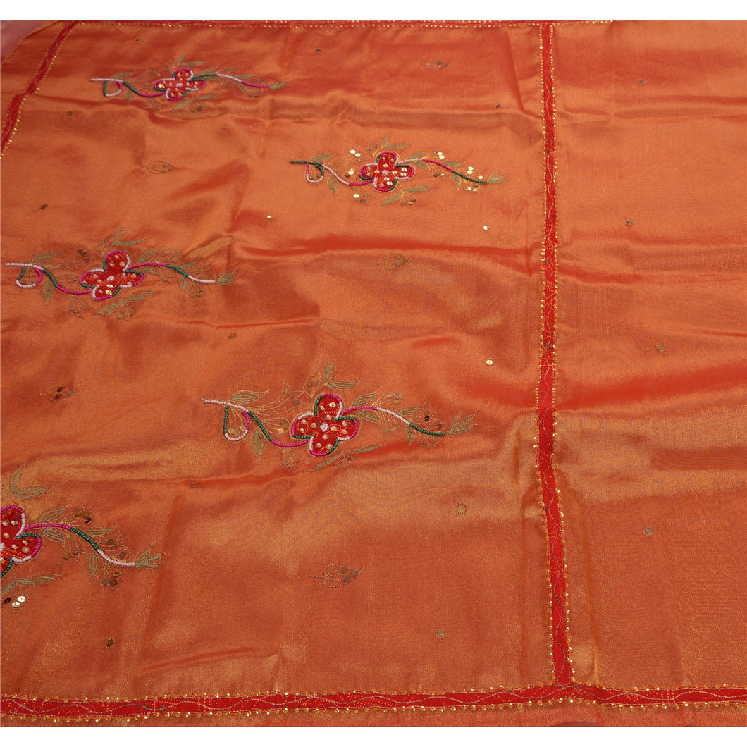Sanskriti Vintage Indian Saree Tissue Hand Beaded Craft Fabric Pearl Beads Sari