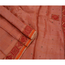 Load image into Gallery viewer, Sanskriti Vintage Indian Peach Saree 100% Pure Silk Hand Beaded Fabric Peacock Sari
