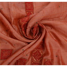 Load image into Gallery viewer, Sanskriti Vintage Indian Peach Saree 100% Pure Silk Hand Beaded Fabric Peacock Sari
