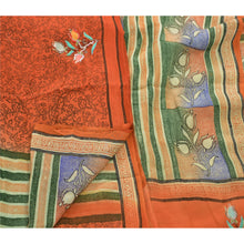 Load image into Gallery viewer, Vintage Indian Saree 100% Pure Crepe Silk Hand Beaded Craft Fabric Orange Sari
