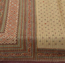 Load image into Gallery viewer, Sanskriti Antique Vintage Indian Net Mesh Saree Hand Beaded Painted Fabric Sari
