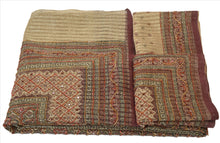 Load image into Gallery viewer, Sanskriti Antique Vintage Indian Net Mesh Saree Hand Beaded Painted Fabric Sari
