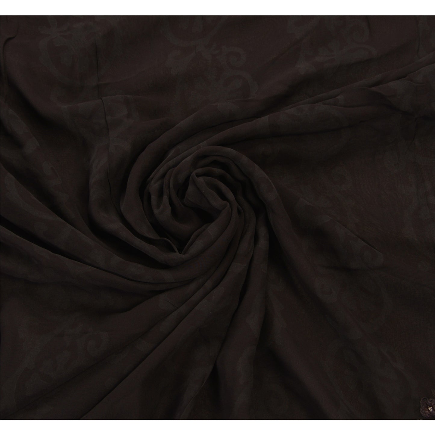 Sanskriti Vintage Black Indian Saree Blend Georgette Hand Beaded Sustainable Fabric Premium Sari