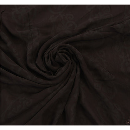 Sanskriti Vintage Black Indian Saree Blend Georgette Hand Beaded Sustainable Fabric Premium Sari