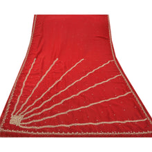 Load image into Gallery viewer, Sanskriti Vintage Red Indian Saree Georgette Hand Beaded Craft Fabric Premium Sari
