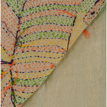 Load image into Gallery viewer, Vintage Indian Saree Art Silk Hand Embroidered Cram Craft Fabric Kantha Sari
