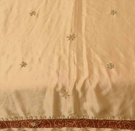 Sanskriti Vintage Antique Indian Art Silk Saree Hand Beaded Sustainable Fabric Patch Sari