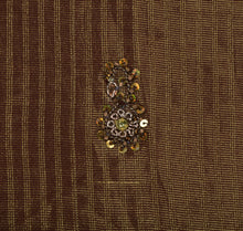 Load image into Gallery viewer, Vintage Georgette Saree Hand Beaded Woven Brown Craft Fabric Indian Ethnic Sari
