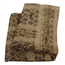 Load image into Gallery viewer, Sanskriti Vintage Indian Saree Net Mesh Hand Beaded Woven Black Fabric Sari
