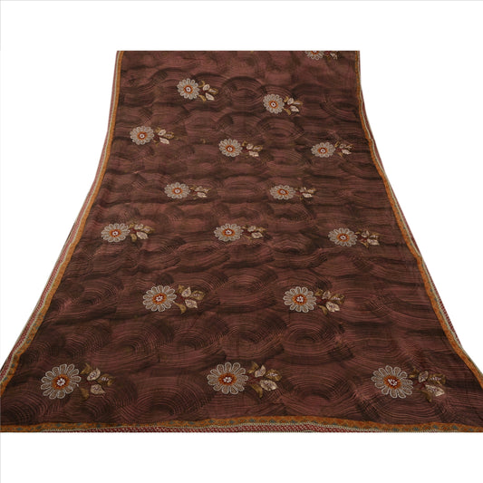 Sanskriti Vintage Indian Saree Blend Georgette Embroidered Sustainable Fabric Ethnic Sari