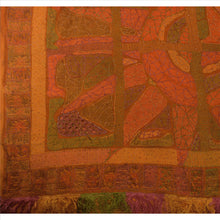 Load image into Gallery viewer, Antique Vintage Indian Saree 100% Pure Silk Hand Beaded Orange Fabric Sari

