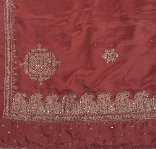 Sanskriti Vintage Indian Art Silk Saree Hand Beaded Pink Craft Sustainable Fabric Ethnic Sari