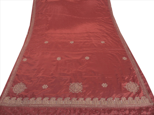 Sanskriti Vintage Indian Art Silk Saree Hand Beaded Pink Craft Sustainable Fabric Ethnic Sari