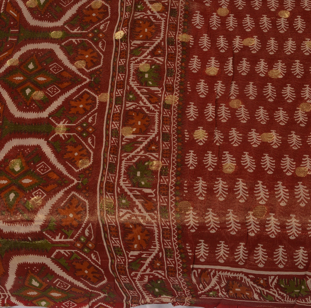 Sanskriti Vintage Indian Saree Art Silk Hand Beaded Multi Craft Fabric Sari